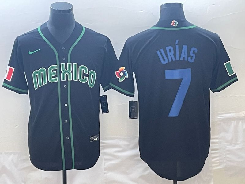 Men 2023 World Cub Mexico #7 Urias Black Nike MLB Jersey8